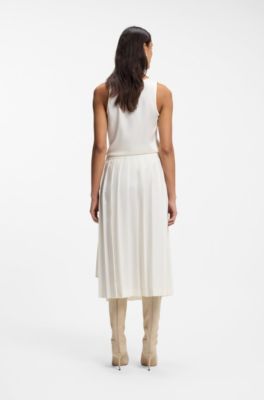 A-line pleated skirt in a wool blend, Natural