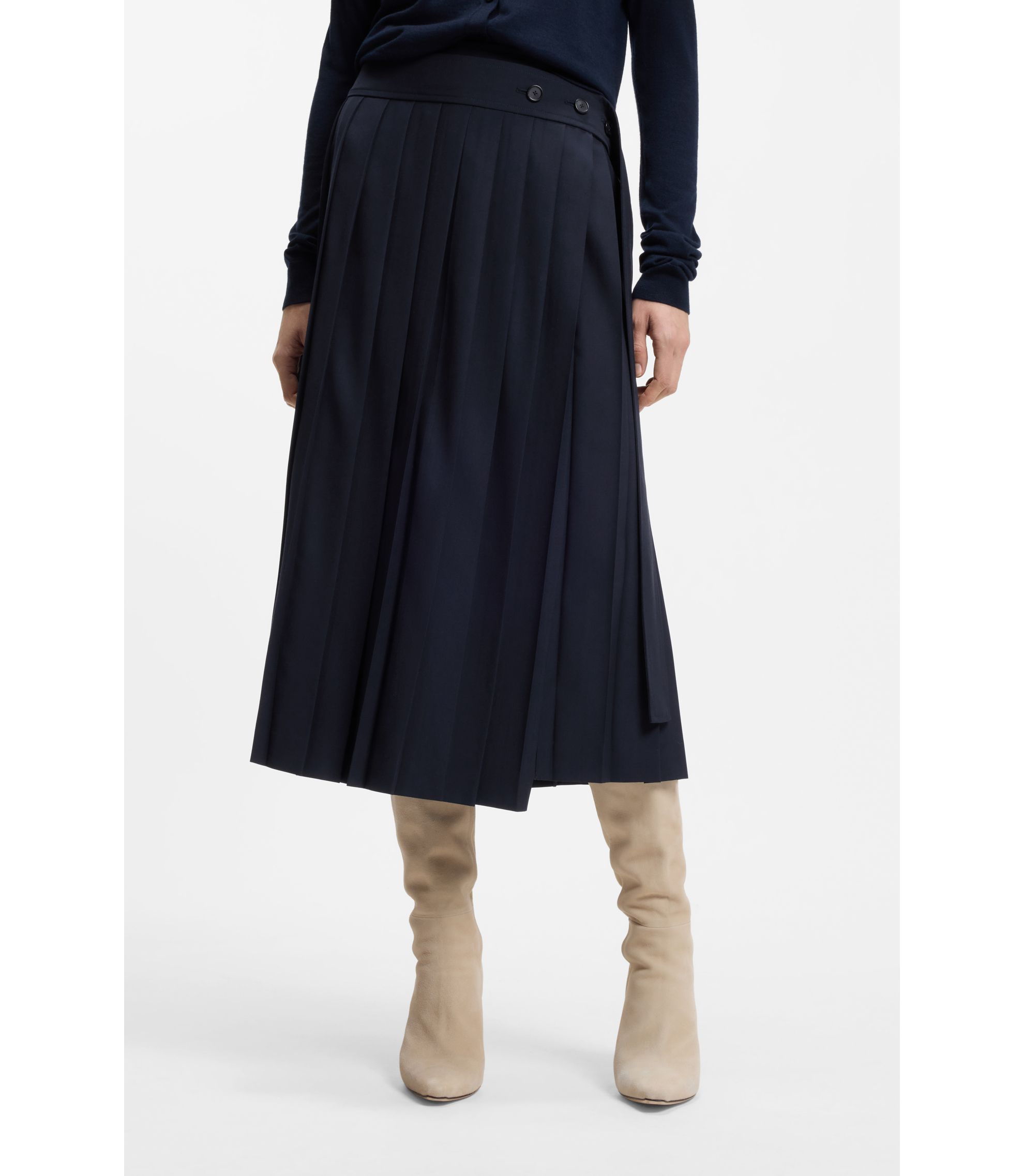 Plissee-Rock in A-Linie aus Woll-Mix