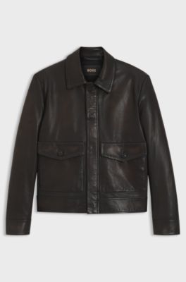 Aviator-style jacket in nappa leather, Dark Brown