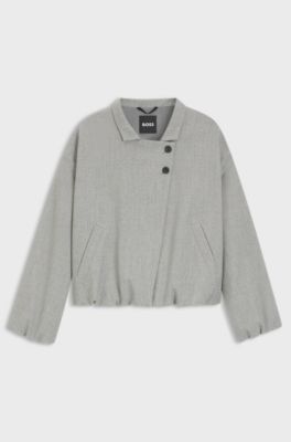 Giacca regular fit in tessuto elasticizzato con trama effetto zigrino, Grigio chiaro