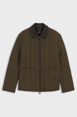 Water-repellent jacket with nubuck trims, Dark Green