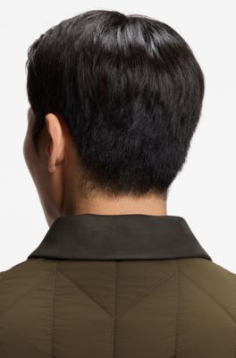 Veste d&eacute;perlante avec finitions en nubuck, Vert sombre