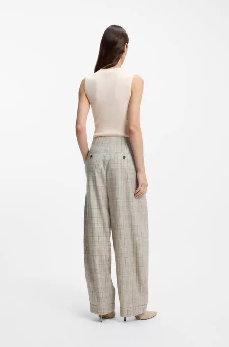 Oversized-fit trousers in checked stretch wool
