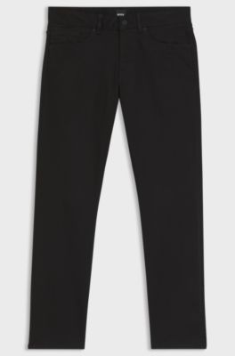 Delaware slim fit-byxor i f&auml;rgbest&auml;ndig twill, Svart