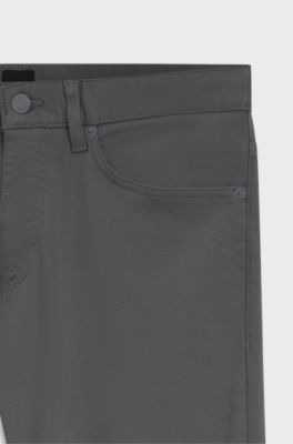 Pantaloni Delaware slim fit in twill resistente allo sbiadimento, Grigio scuro