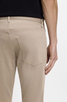 Slim-fit Delaware-broek van keperstof die niet vervaagd, Lichtbruin