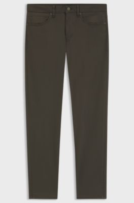 Slim-fit Delaware-broek van keperstof die niet vervaagd, Donkergroen