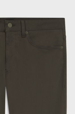 Pantaloni Delaware slim fit in twill resistente allo sbiadimento, Verde scuro