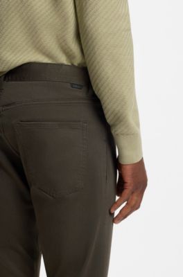 Delaware slim-fit trousers in fade-resistant twill, Dark Green
