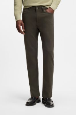 Delaware slim-fit trousers in fade-resistant twill, Dark Green