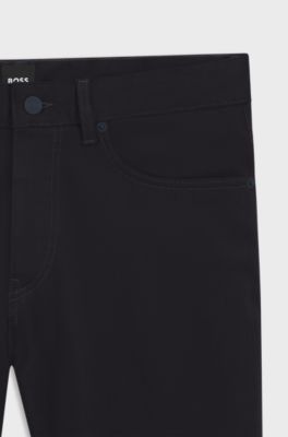 Slim fit Delaware-bukser i farve&aelig;gte twill, M&oslash;rkebl&aring;