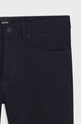 Delaware slim-fit trousers in fade-resistant twill, Dark Blue