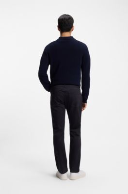 Delaware slim fit-byxor i f&auml;rgbest&auml;ndig twill, M&ouml;rkbl&aring;