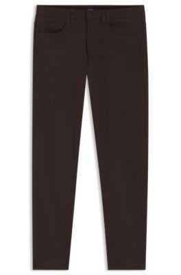 Slim fit Delaware-bukser i farve&aelig;gte twill, M&oslash;rkebrun