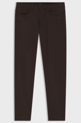 Delaware slim-fit trousers in fade-resistant twill, Dark Brown