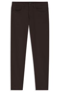 Delaware slim-fit trousers in fade-resistant twill, Dark Brown