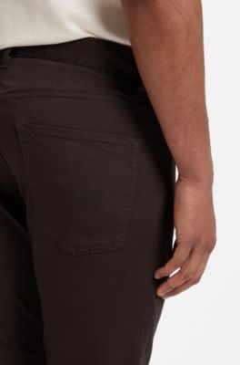 Delaware slim-fit trousers in fade-resistant twill, Dark Brown