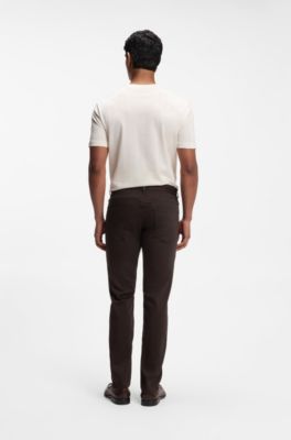 Delaware slim-fit trousers in fade-resistant twill, Dark Brown