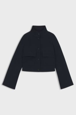 Modern-Fit Jacke aus knitterfreiem Krepp, Dunkelblau