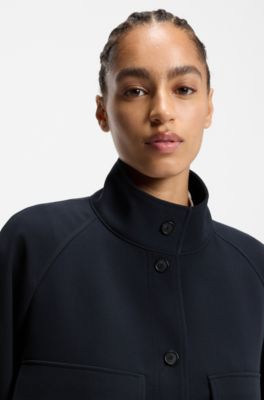 Blazer con fit moderno in cr&ecirc;pe antipiega, Blu scuro