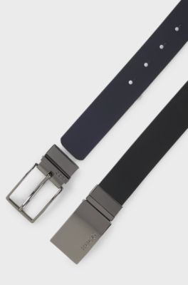 Gift-boxed reversible belt in Italian leather, Black