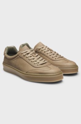 BECKHAM x BOSS leather trainers with rubber sole, Beige