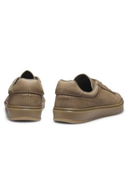 BECKHAM x BOSS leather trainers with rubber sole, Beige