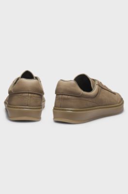 BECKHAM x BOSS leather trainers with rubber sole, Beige