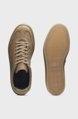 BECKHAM x BOSS leather trainers with rubber sole, Beige