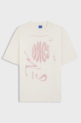 Camiseta de punto de algod&oacute;n con ilustraci&oacute;n, Natural