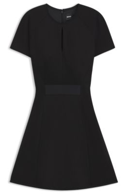 BOSS - Stretch-jersey dress with keyhole neckline - Black