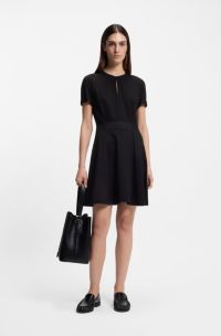Kleid aus Stretch-Jersey mit Schl&uuml;sselloch-Ausschnitt, Schwarz