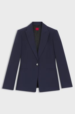 Regular-fit blazer with metal button, Dark Blue