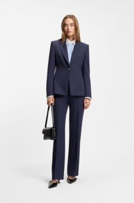 Veste Regular avec bouton en m&eacute;tal, Bleu fonc&eacute;