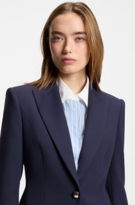 Regular-fit blazer with metal button, Dark Blue