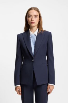 Regular-fit blazer with metal button, Dark Blue