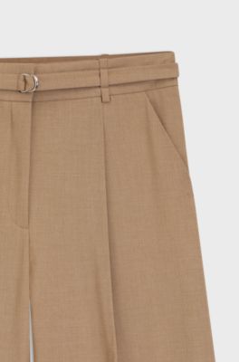 Bandplooibroek met gespriem, Beige