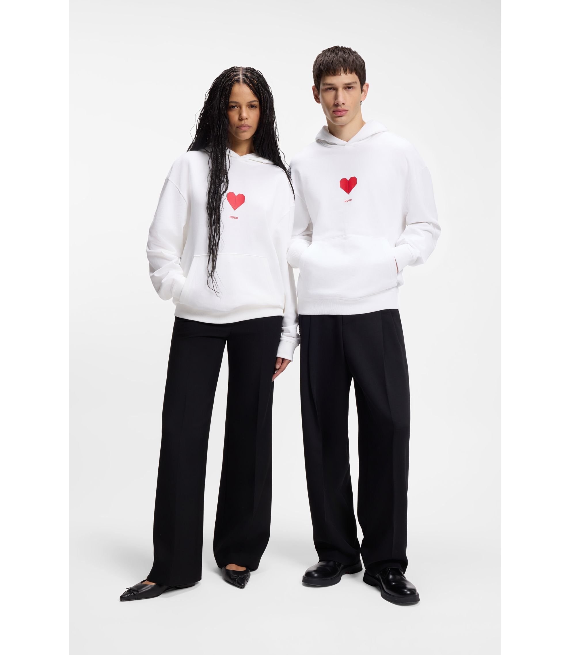 All-gender Hoodie aus Baumwoll-Terry mit Origami-Herz-Artwork