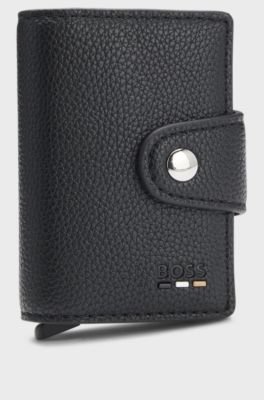 Grained faux-leather card holder with Secrid technology, Black