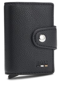 Grained faux-leather card holder with Secrid technology, Black