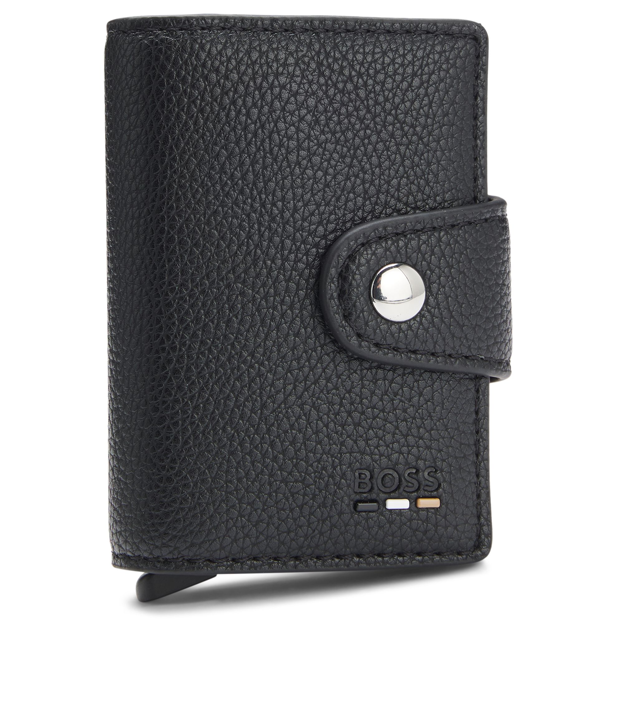 BOSS - Grained faux-leather card holder with Secrid technology - Black