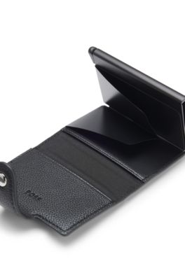 Grained faux-leather card holder with Secrid technology, Black