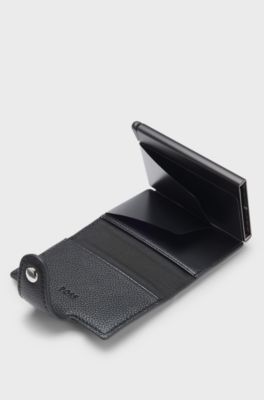 Grained faux-leather card holder with Secrid technology, Black