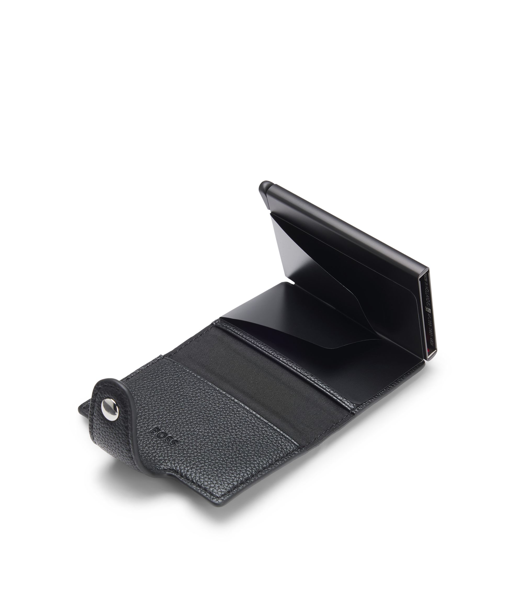 BOSS - Grained faux-leather card holder with Secrid technology - Black