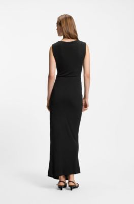 Wrap-effect dress with buckle detail, Black