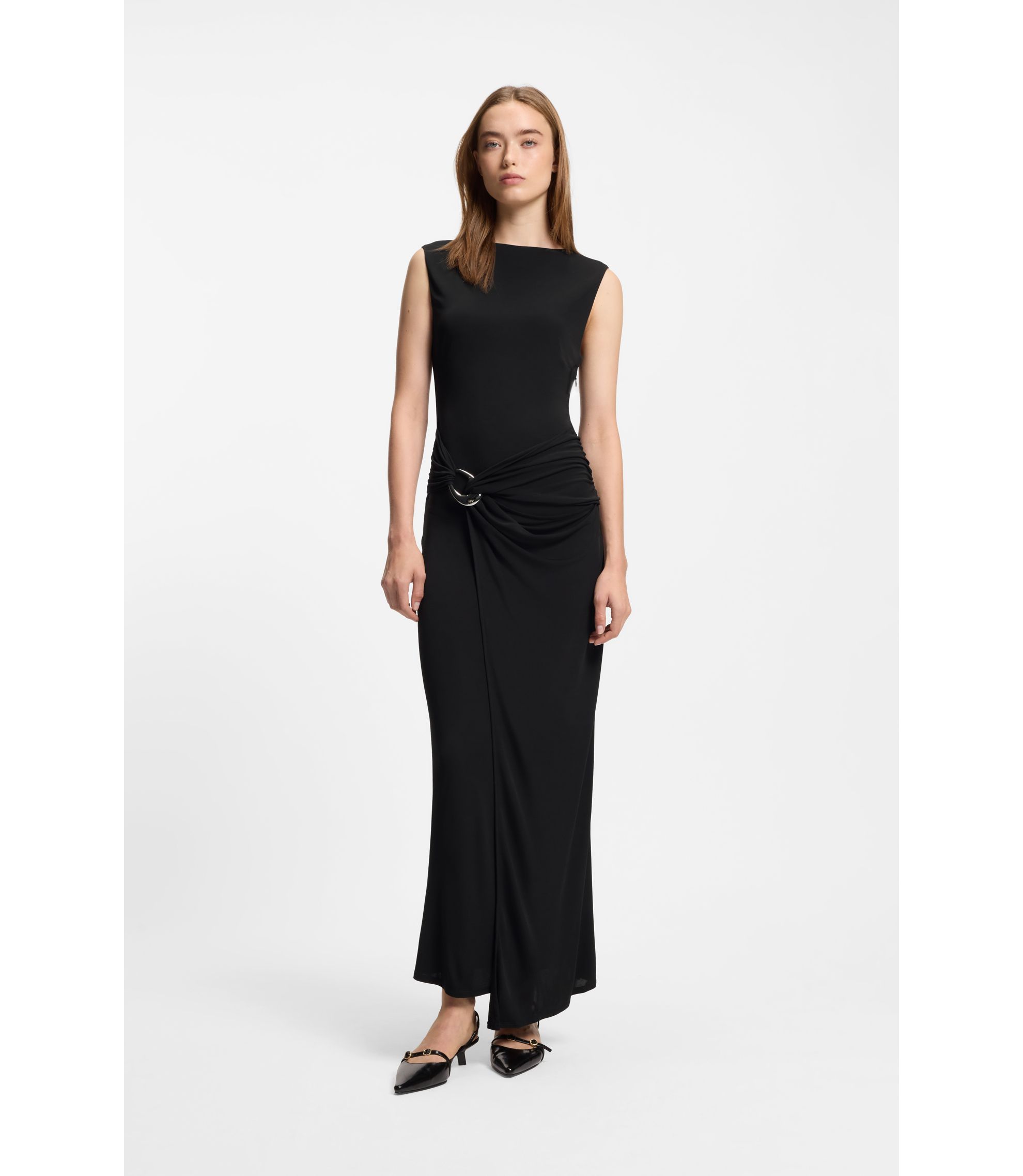 Kleid in Wickel-Optik mit Schließe