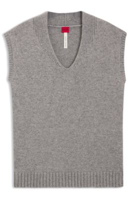 Sleeveless sweater in a wool blend, Light Grey