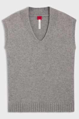 Sleeveless sweater in a wool blend, Light Grey