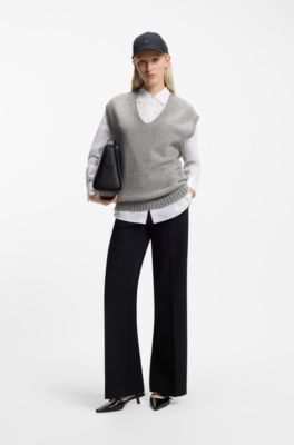 Sleeveless sweater in a wool blend, Light Grey