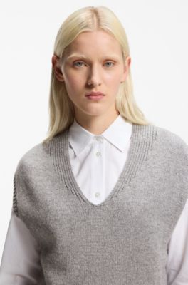 Sleeveless sweater in a wool blend, Light Grey